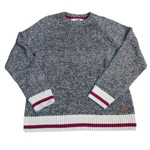 Roots Cabin Sweater Mens L G Crewneck Knit Cotton Acrylic Burgundy White